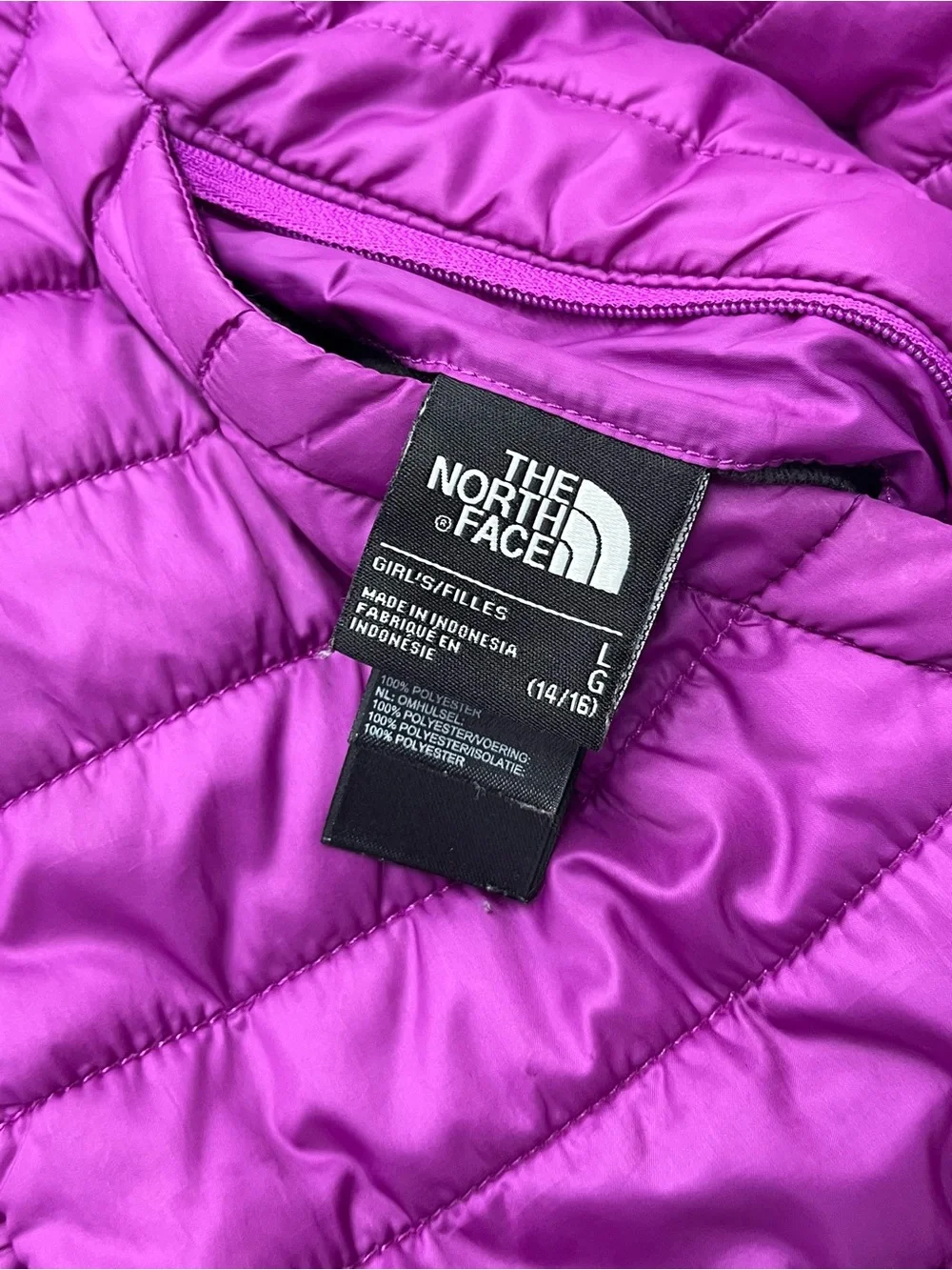 The North Face Girls' Reversible Purple Puffer Jacket Size Large 14/16